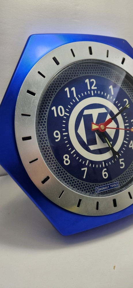 1990s Kobalt Tools Blue Wall Clock TESTED AND WORKING