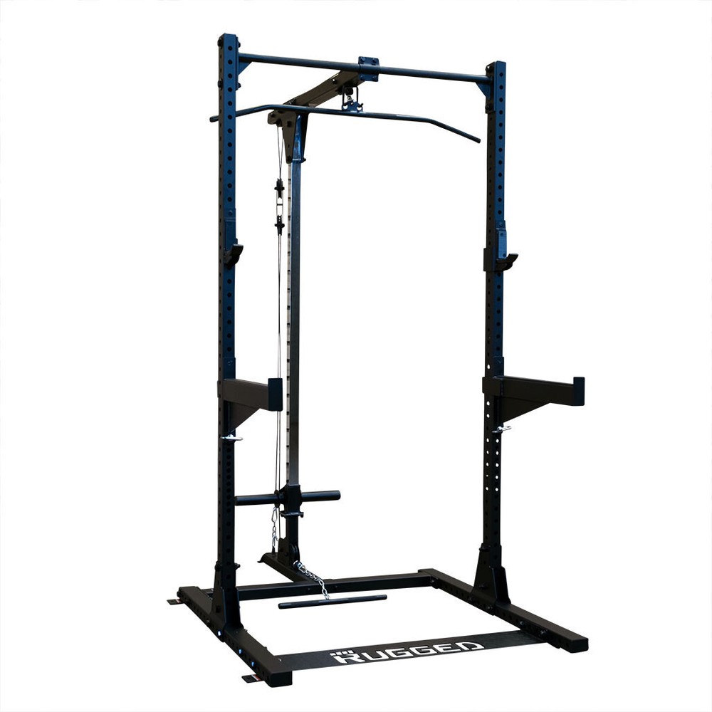 Rugged Half Rack with Lat and 300 lb. Deep Dish Olympic Set