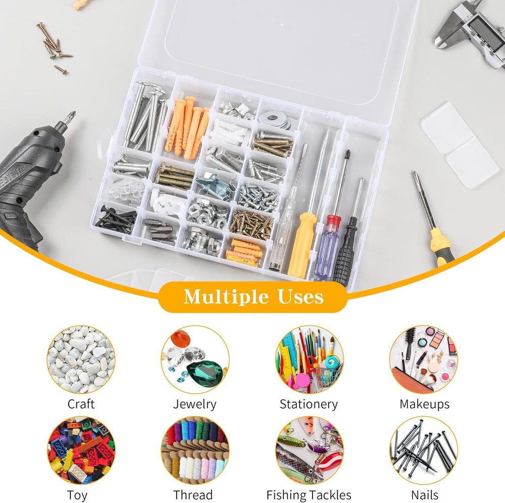 3 Pcs 36 Large Grids Clear Plastic Organizer Compact, Clear-3pack-108