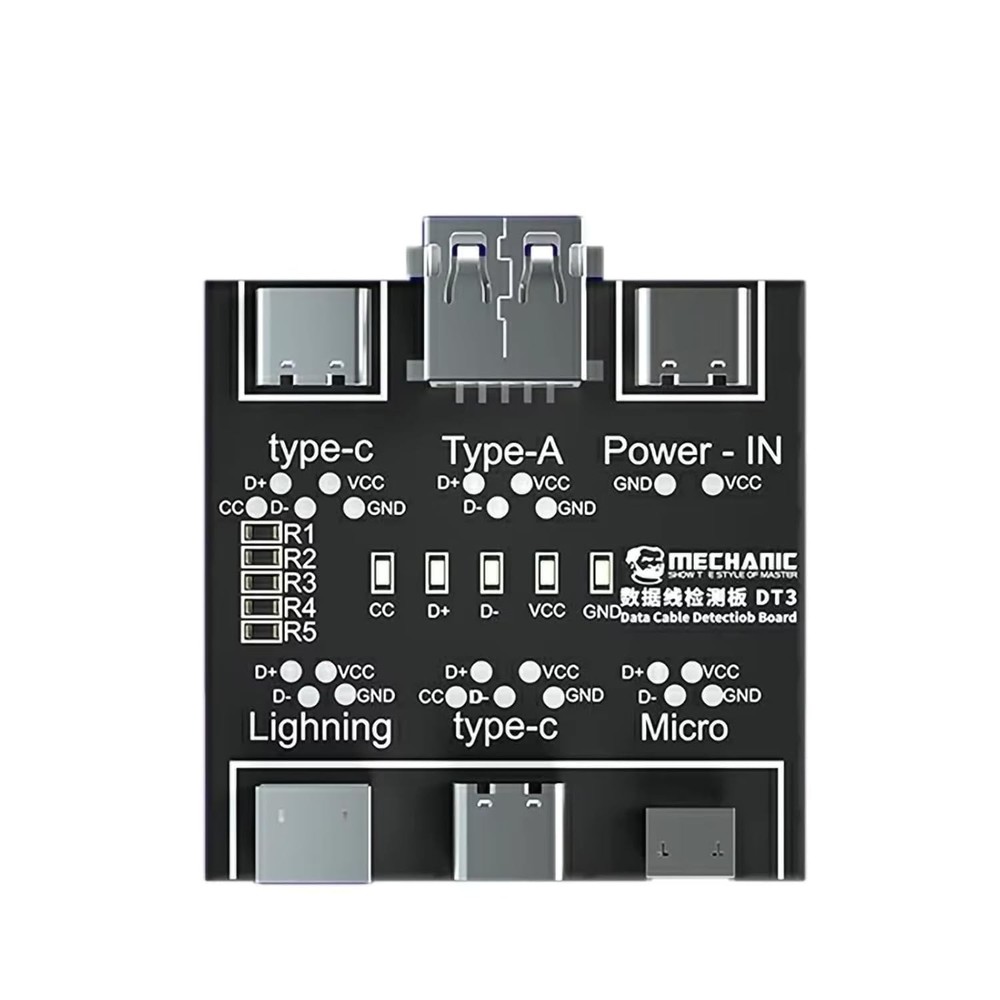 DT3 ON-Off Data Cable Detection Board USB Tester for iOS Android Black