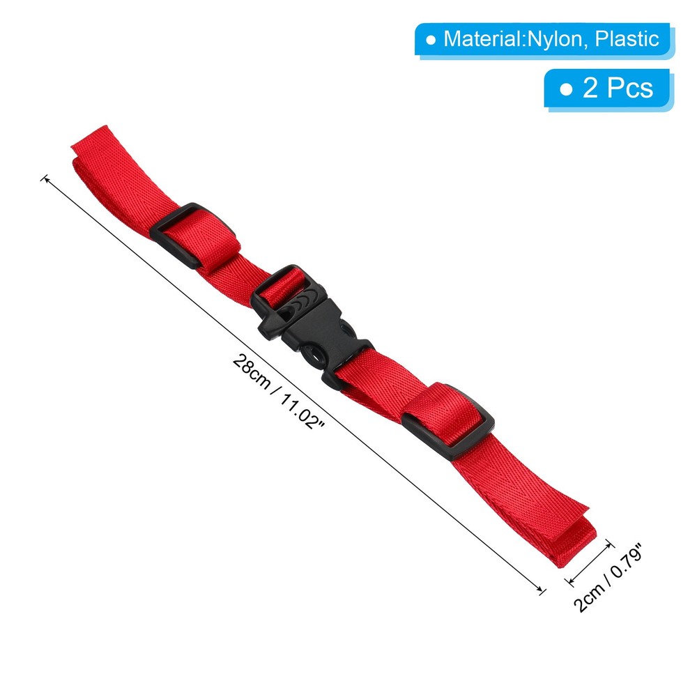 Backpack Belt Strap, 2 Pcs Adjustable Strap with Quick-Release Buckle, Red