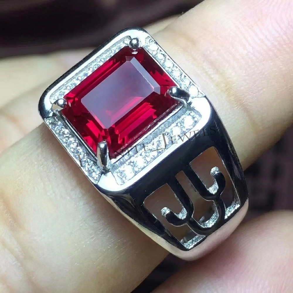 Natural Ruby Ring Men's 925 Sterling Silver Ring Handmade Engagement Man's Ring