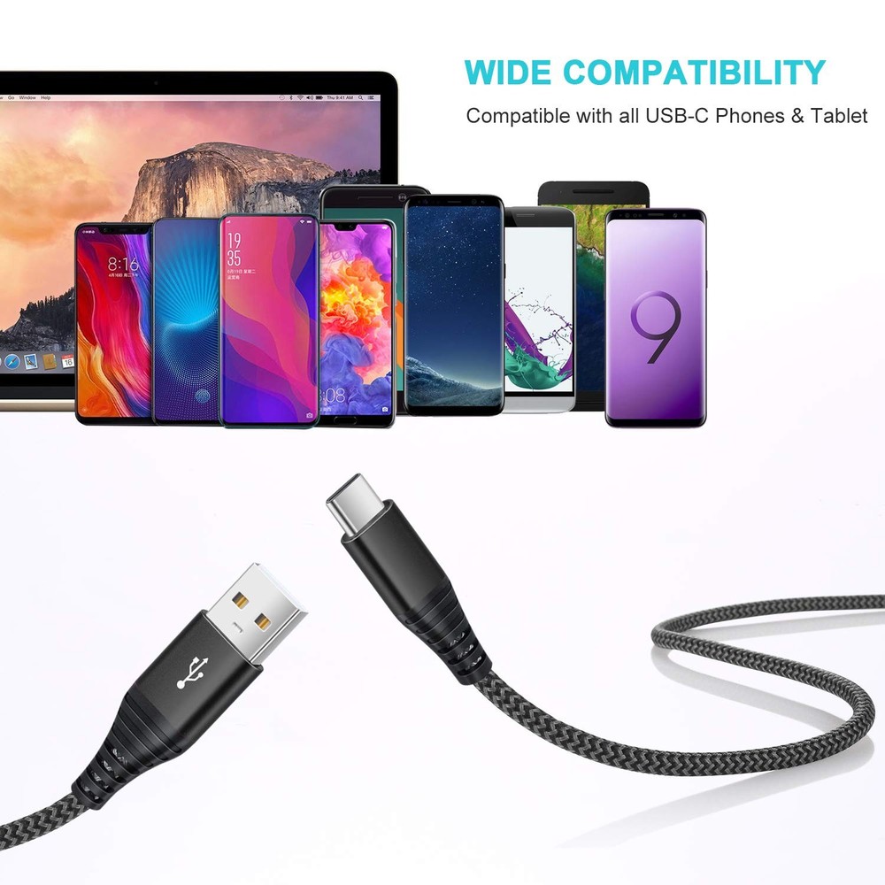 USB Type C Charger Cable, 6-Pack 10ft USB C Cable Fast Charging Braided Type ...