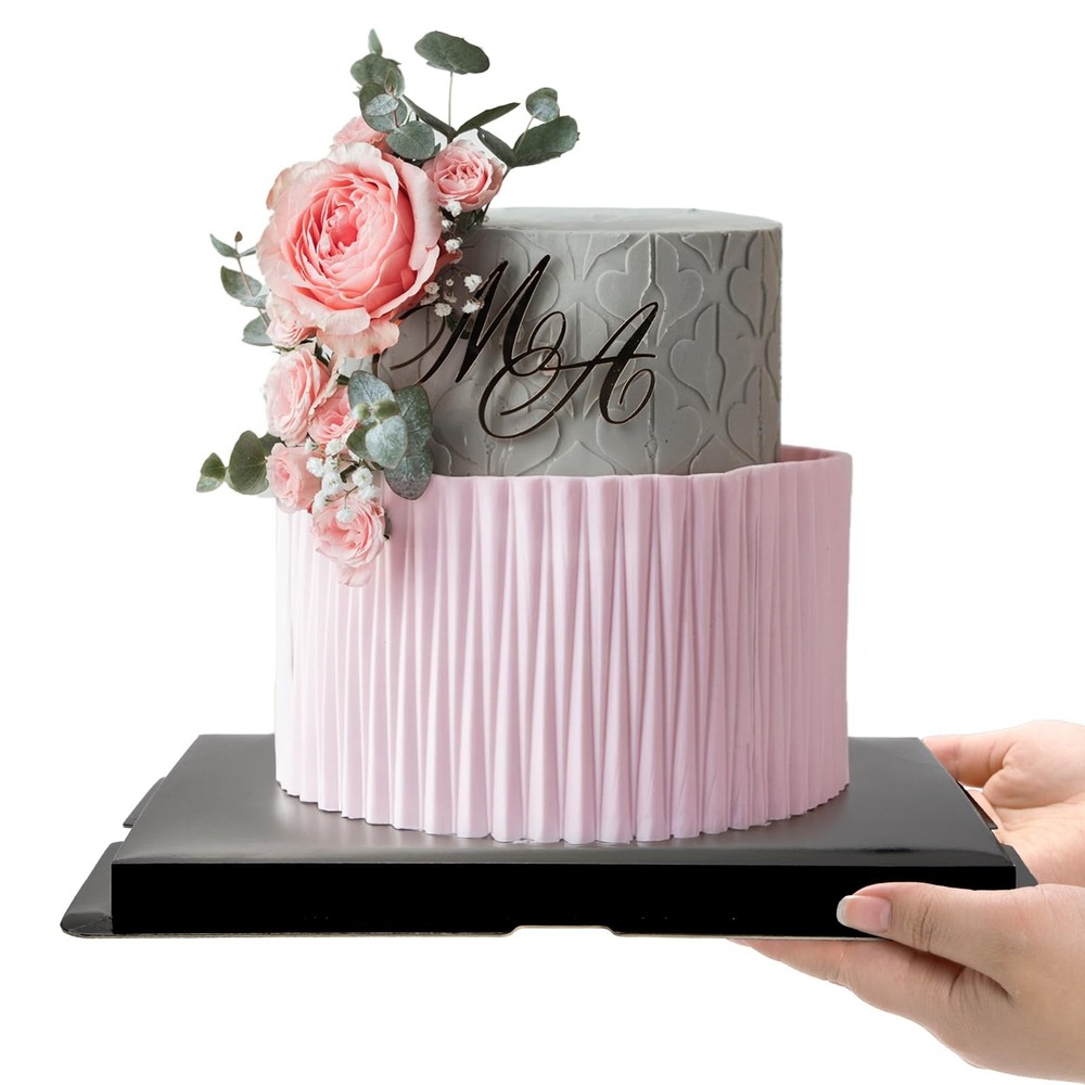 6 Pack Clear Cake Box with Ribbon 2-Layer Tall Carrier Packaging Boxes 10x10x9