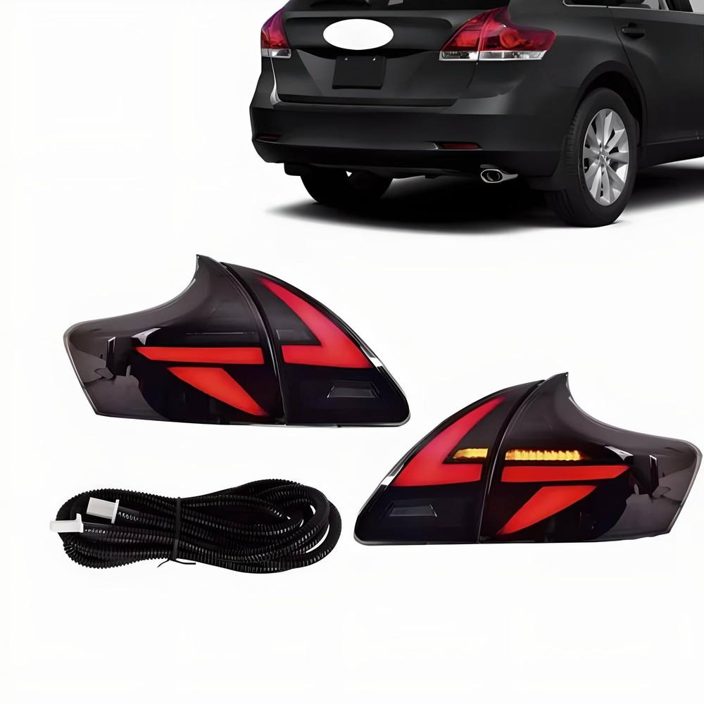 Rear Tail Light LED Projector DRL Black Set 2Pcs Fits For Toyota Venza 2009-2016