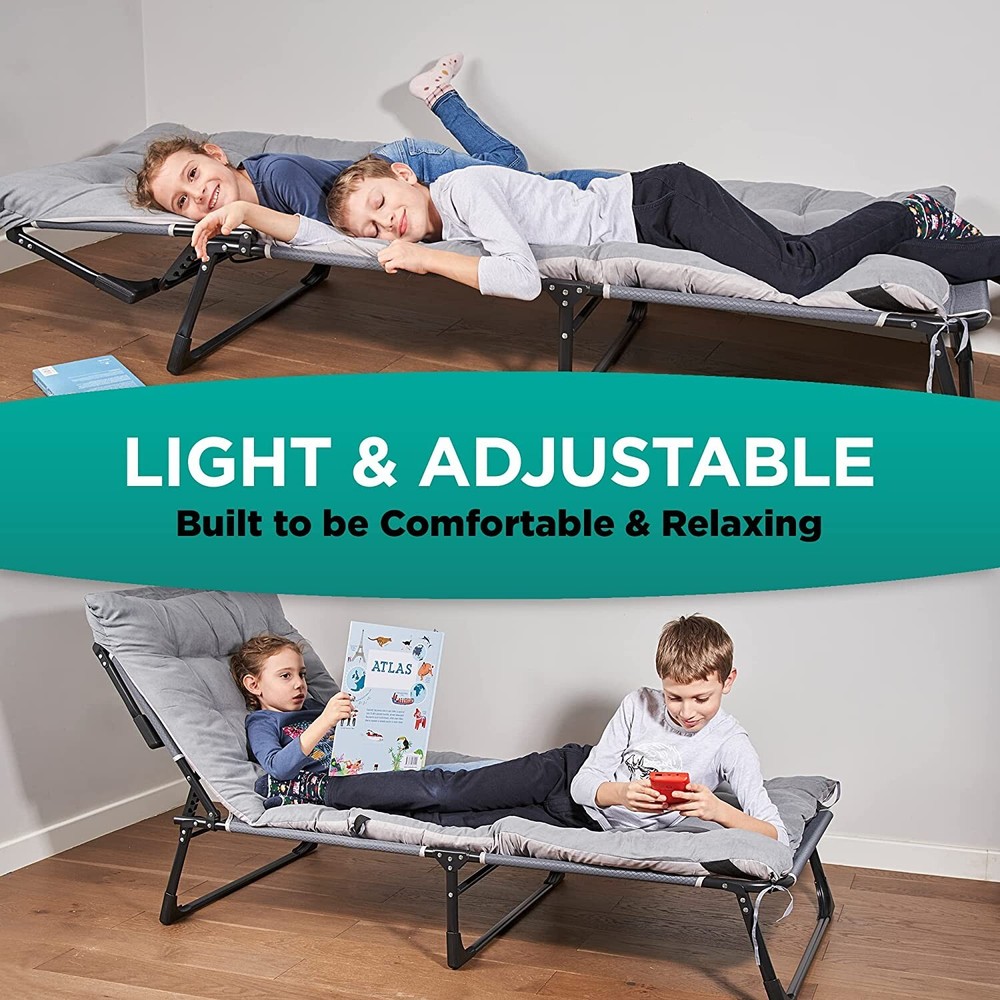 Zone Tech Camping Cot & Cot Mattress Pad Adjustable 4 Position Portable Folding