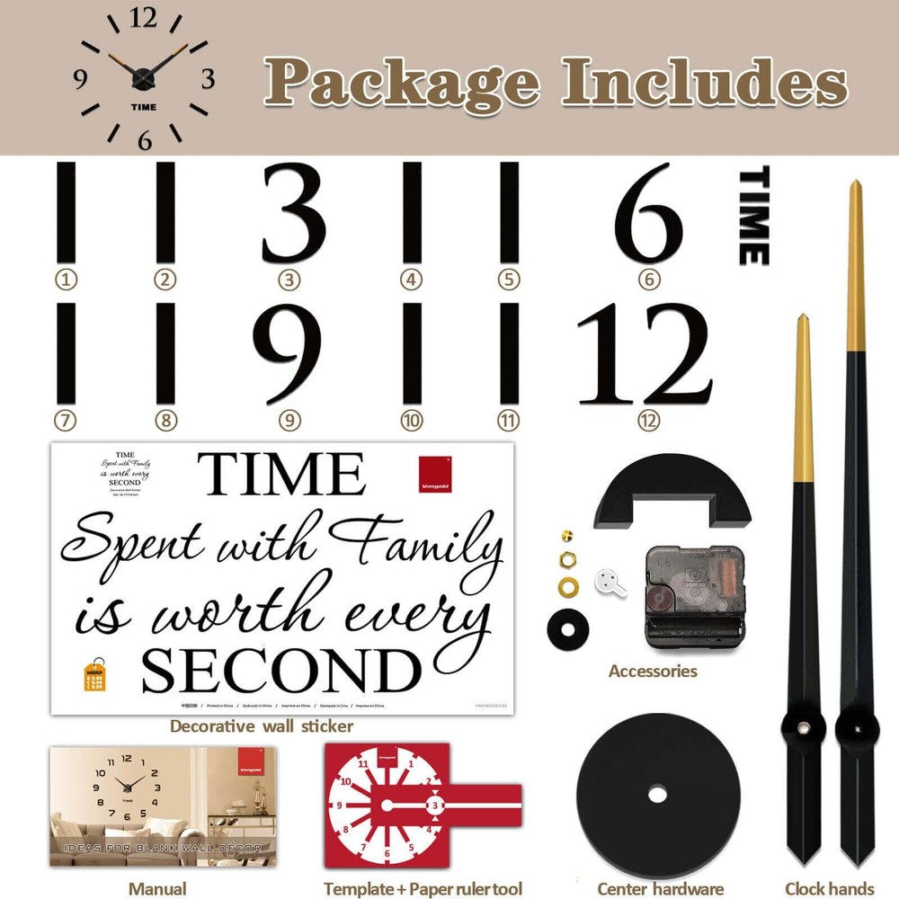 Large Wall Clock for Living Room Decor