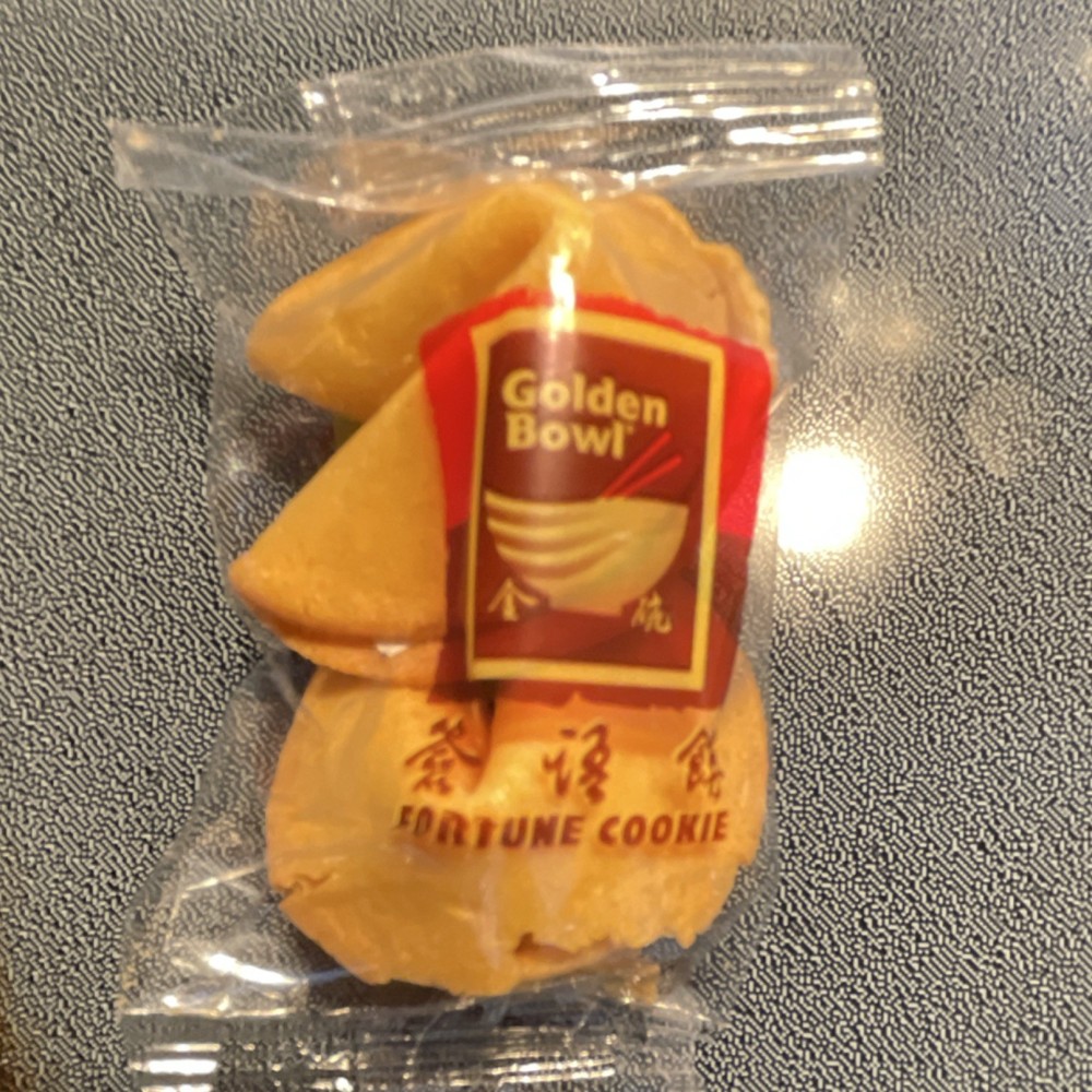 DOUBLE! Golden Bowl Fortune Cookie Wrapped Packet Cookie.ERROR very RARE