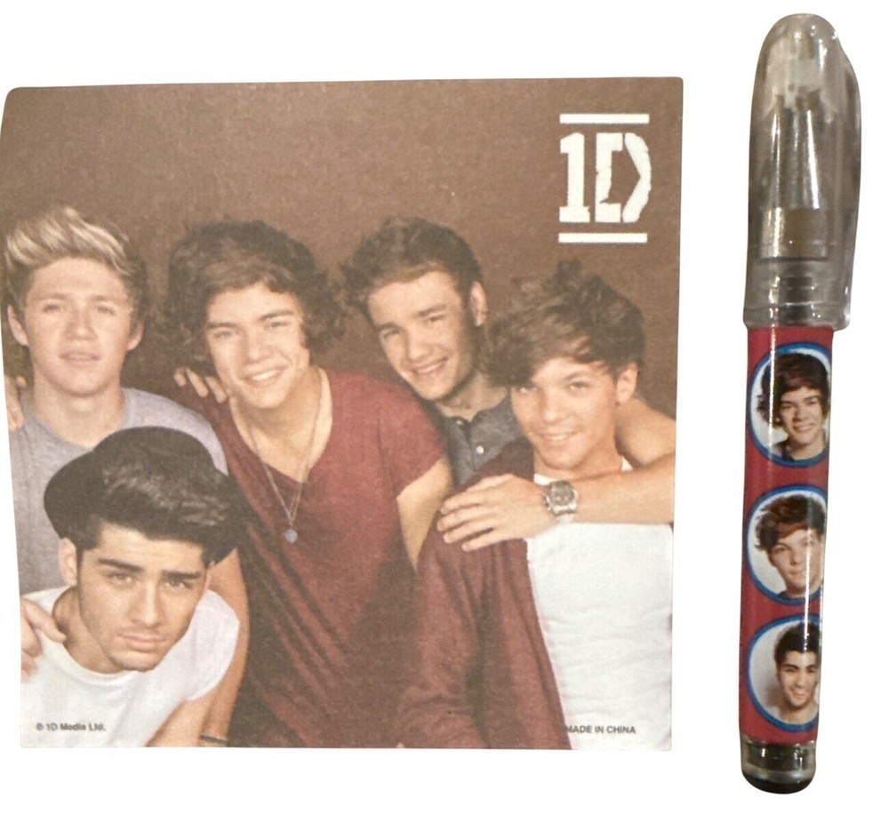 One Direction 2pc Set GROUP Sticky Note Pad & Pen 40 Pages Official Merchandise