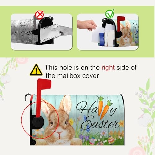 Happy Easter Mailbox Covers Large Size Spring Bunny Rabbit Magnetic Mail Post