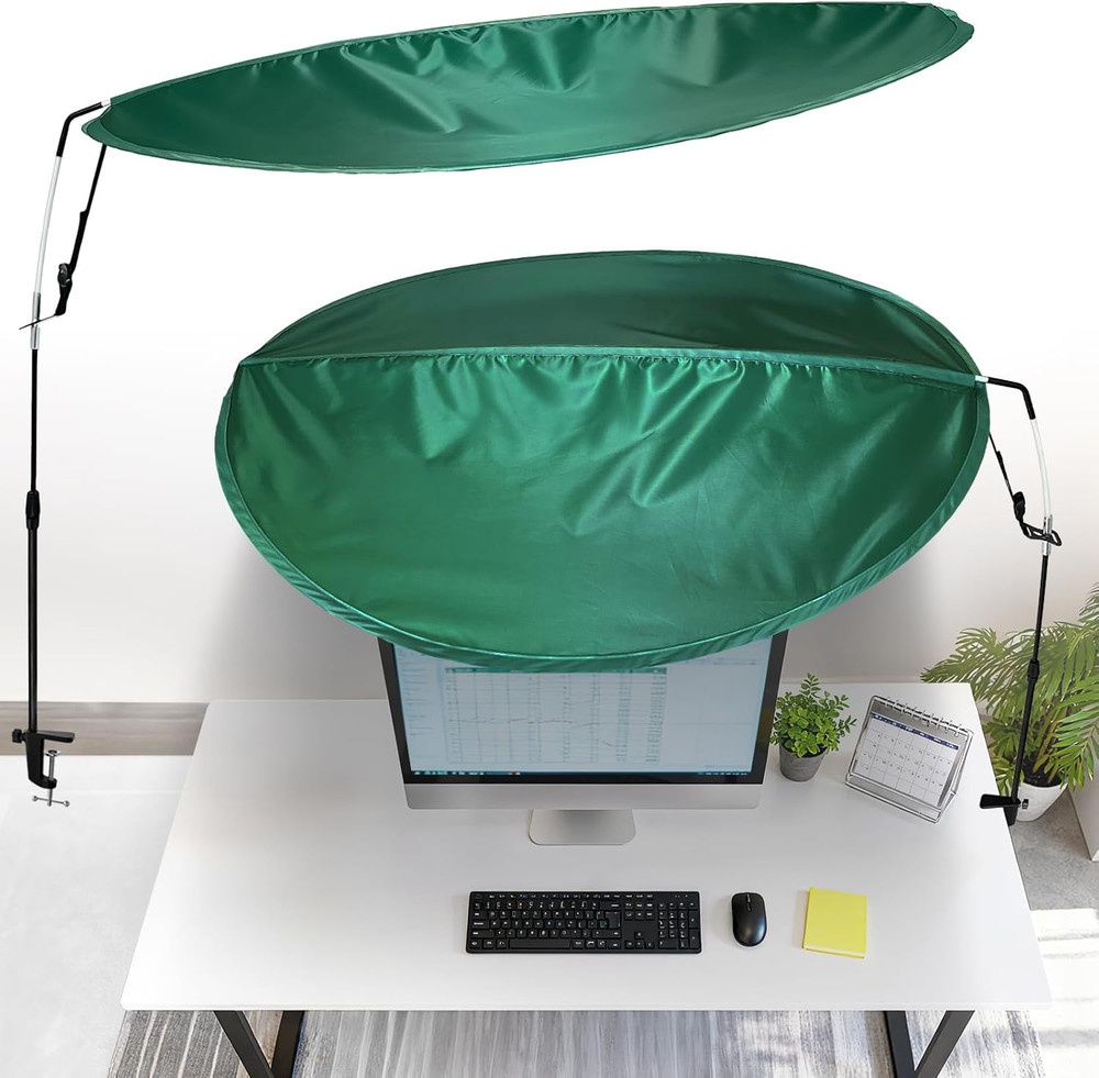 Green Adjustable Office Cubicle & Desk Shade – Oval Design for Wider Coverage, B