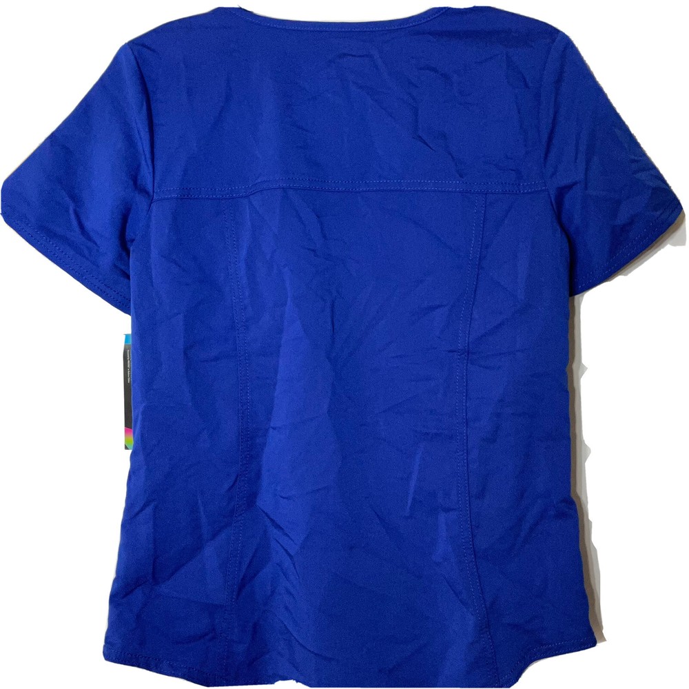 Womens XL Solid Blue Scrub Top Mock Wrap V Neck Premium Ultimate Scrubstar