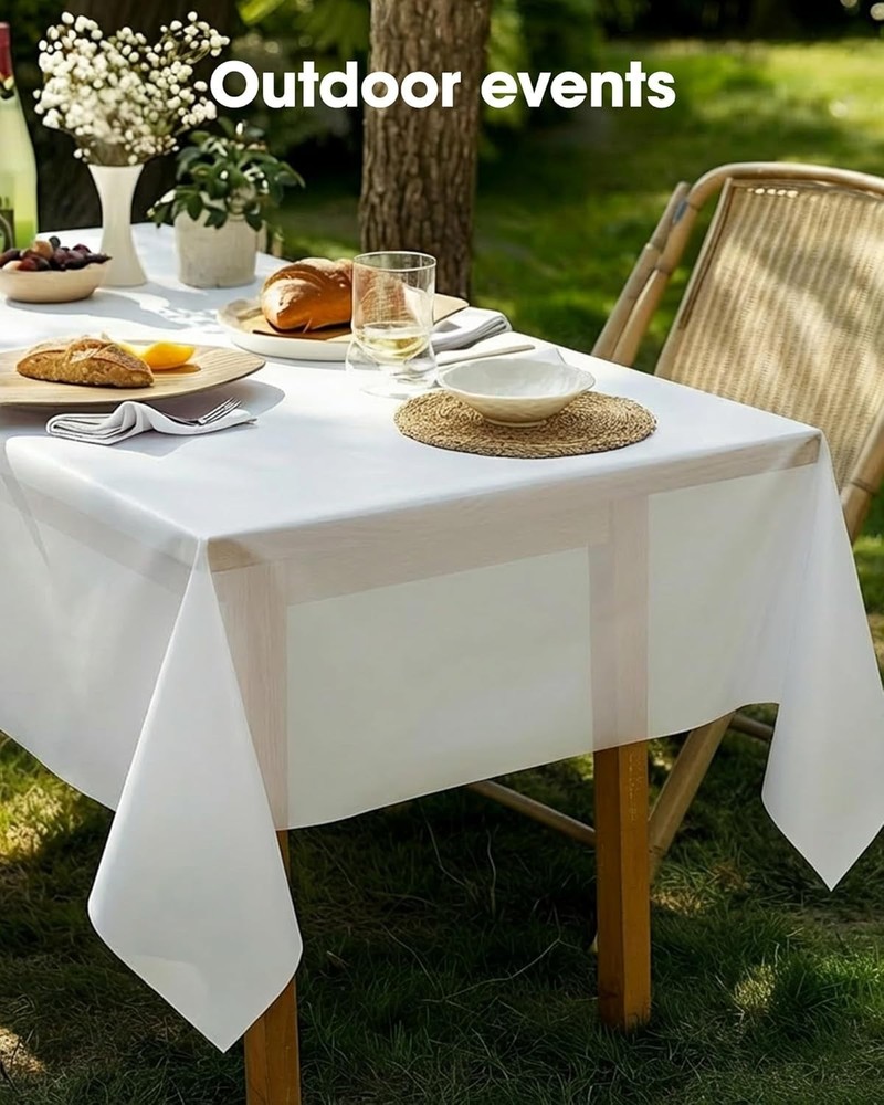 Pureegg White Plastic Tablecloths 10-Pack 54x108 Disposable Rectangle Party