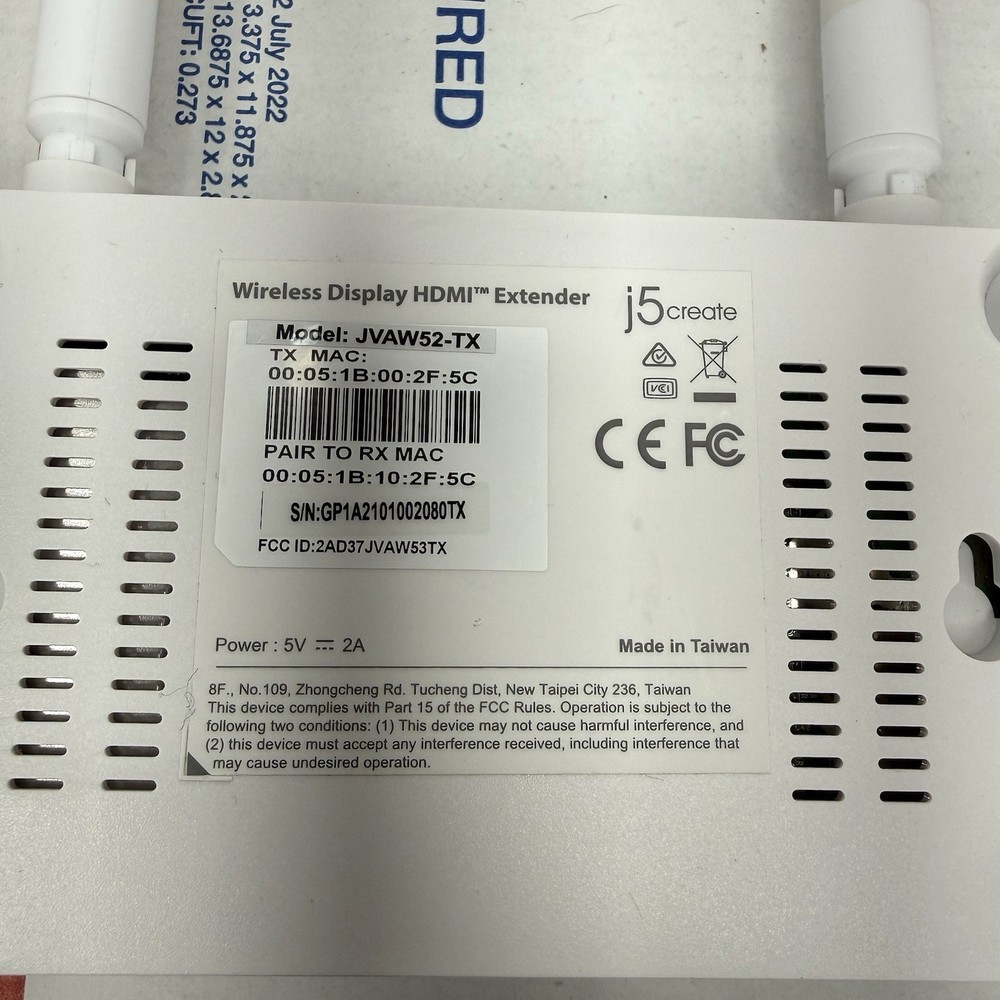 J5 Create JVAW52 Wireless HDMI Display Transmitter Receiver Extender