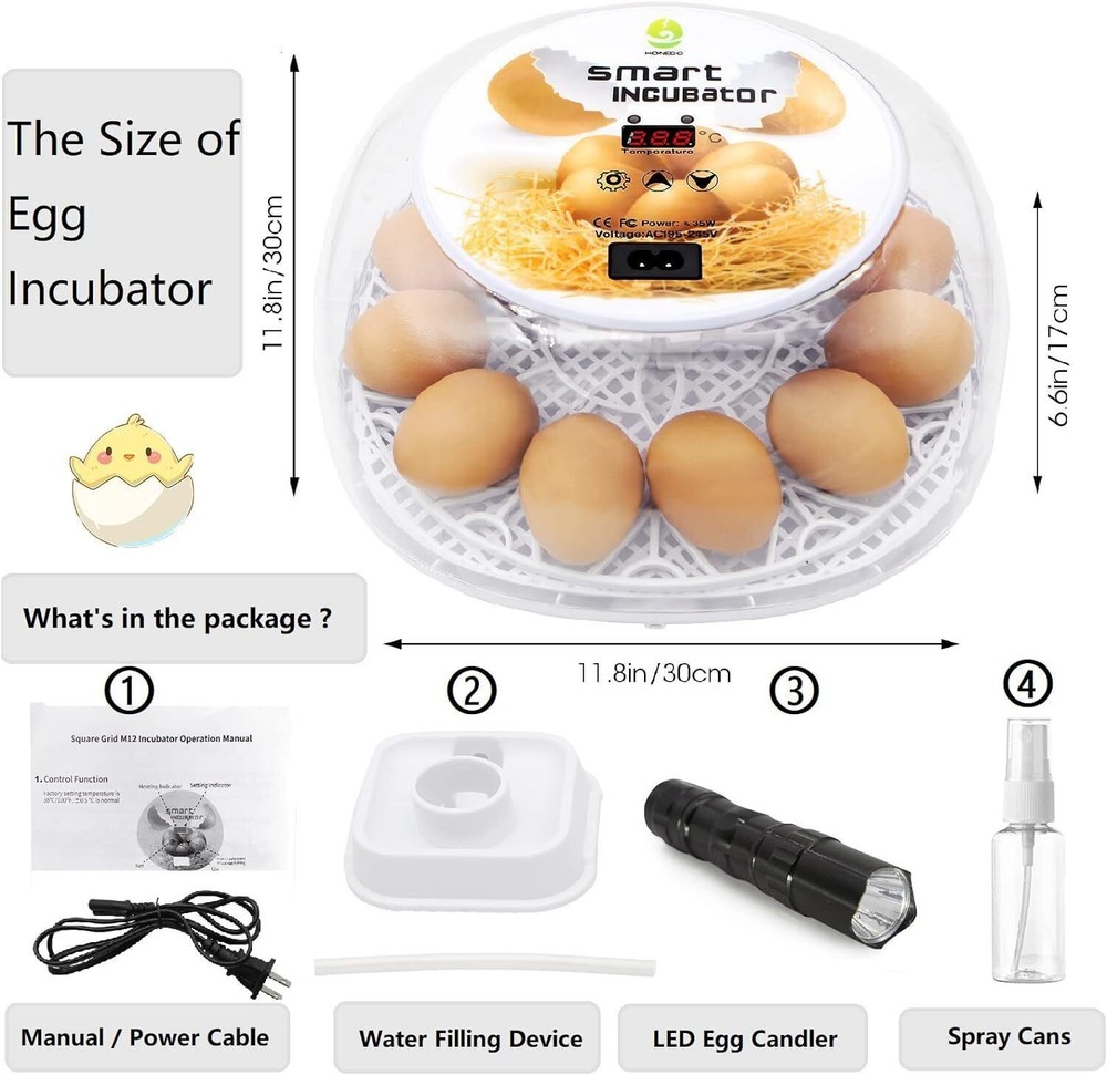 Incubators Hatching Eggs 12-24 Egg W/ Automatic Egg Turning Humidity Control New