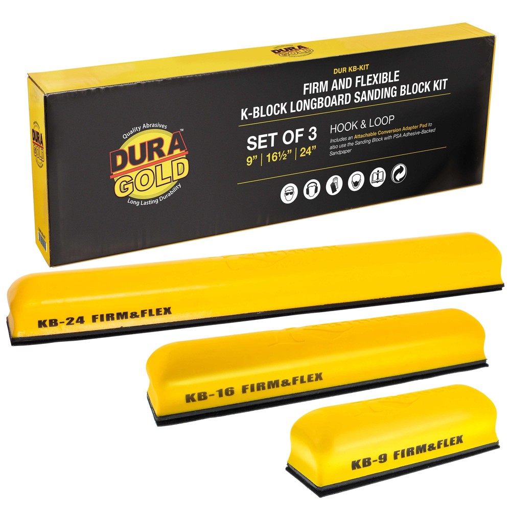 K-Block Sander Firm & Flex Hand Sanding Block Kit, 9", 16", 24" with Hook & Loop