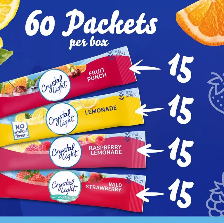 Crystal Light Variety Pack Drink Mix Packets 60 pk.