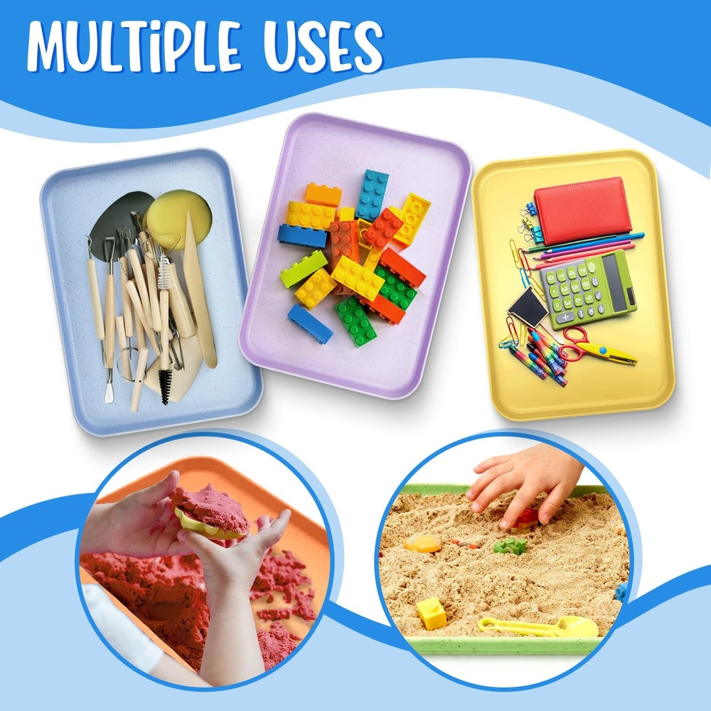 10 Pack Plastic Art Craft Trays, Multicolor Activity Sensory Puzzle Sorting T...