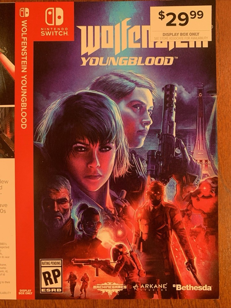 Wolfenstein Youngblood Nintendo Switch - Authentic- RARE - Display Box Only