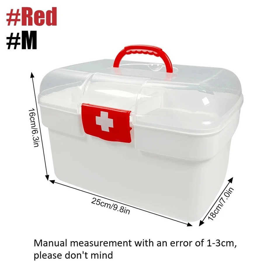 1 pc Portable 2-Tier Weekly Pill Organizer Medicine Storage Box with Handle