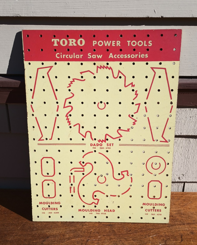 Vintage Toro Power Tools Pegboard Display - Circular Saw Accessories