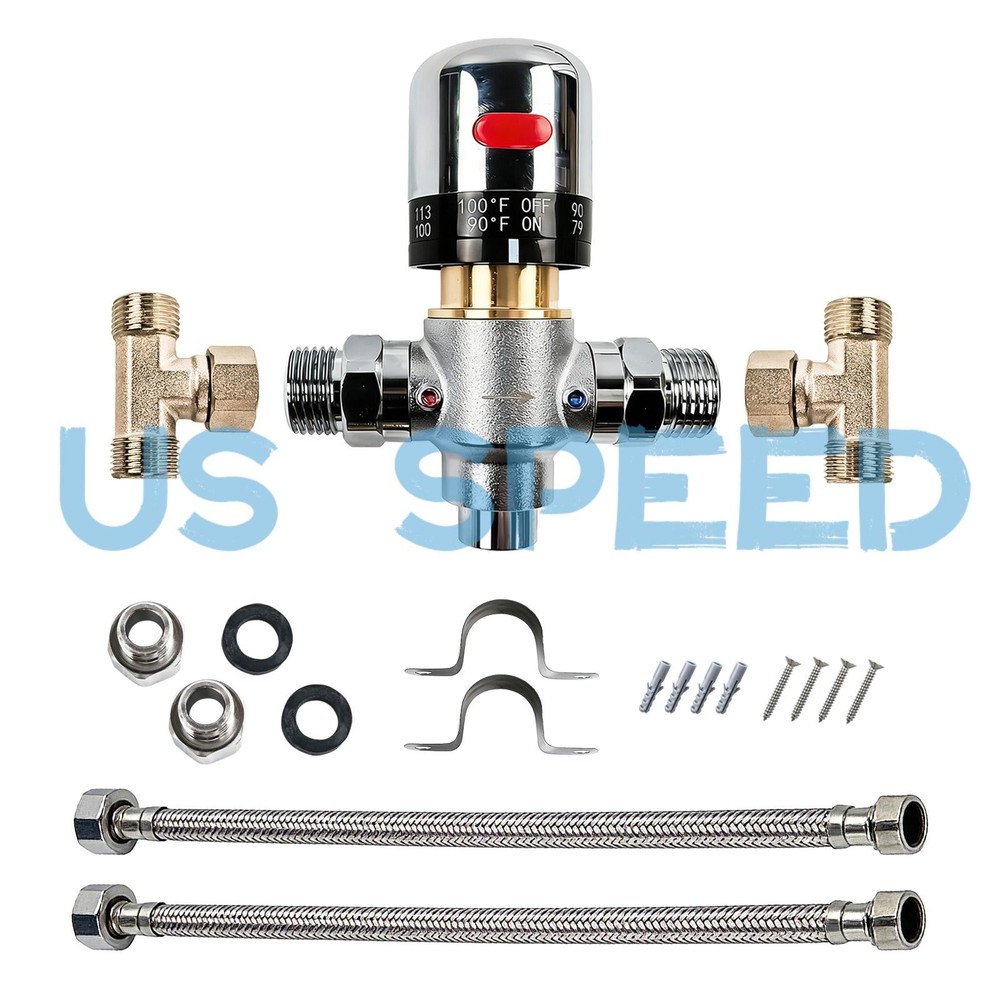 Adjustable Temperature Bypass Sensor Valve Kit for Instant Hot Water Recirculati