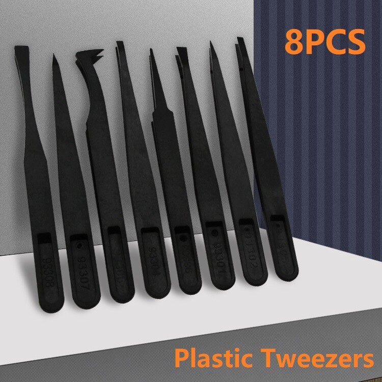 8PCS Plastic Electronic Repair Tweezer Set Clamping Hand Tools