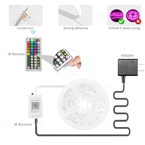 100ft Led Strip Lights RGB Music Sync Color Changing, Bluetooth Led 100FT