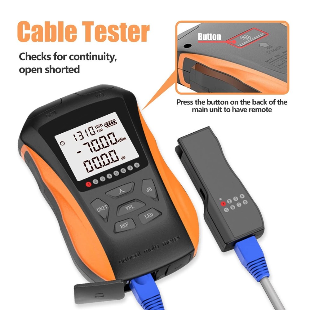Battery-Powered Optical Power Meter with LED Flashlight - Smart Testing Tool