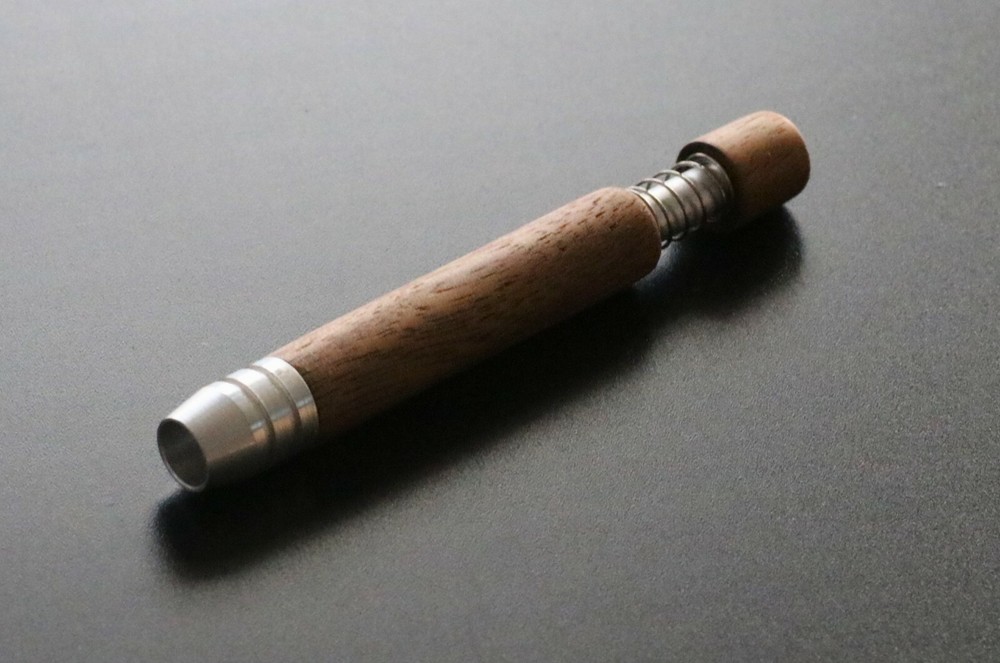 3" Spring Loaded Walnut One Hitter- Self Ejection Cleaning System