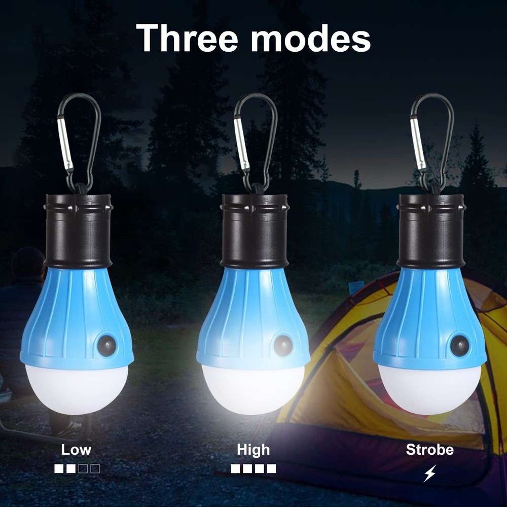 LED Camping Tent Lantern 4-Pack Waterproof Battery Powered with Clip Hook Bright