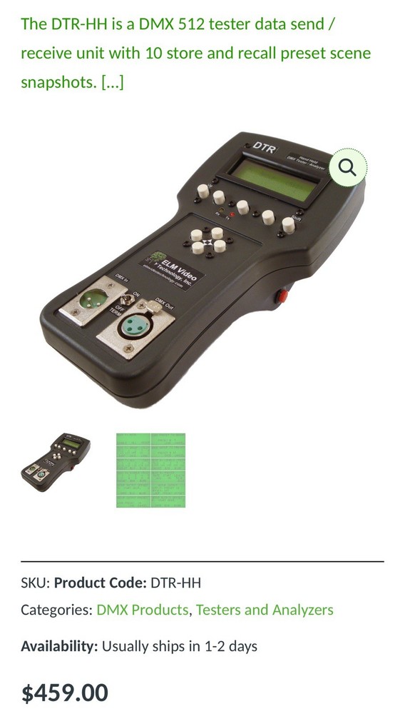 DLA DMX512 Analyzer from ELM Video Technology, Inc