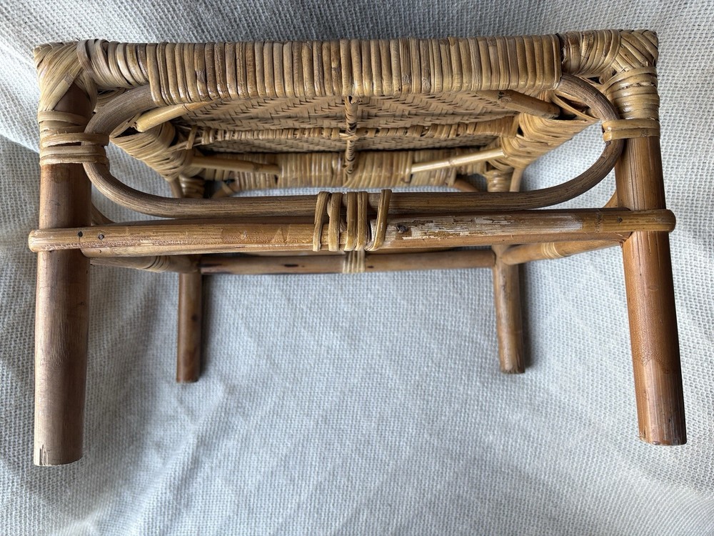 Vintage Bamboo & Rattan Footstool