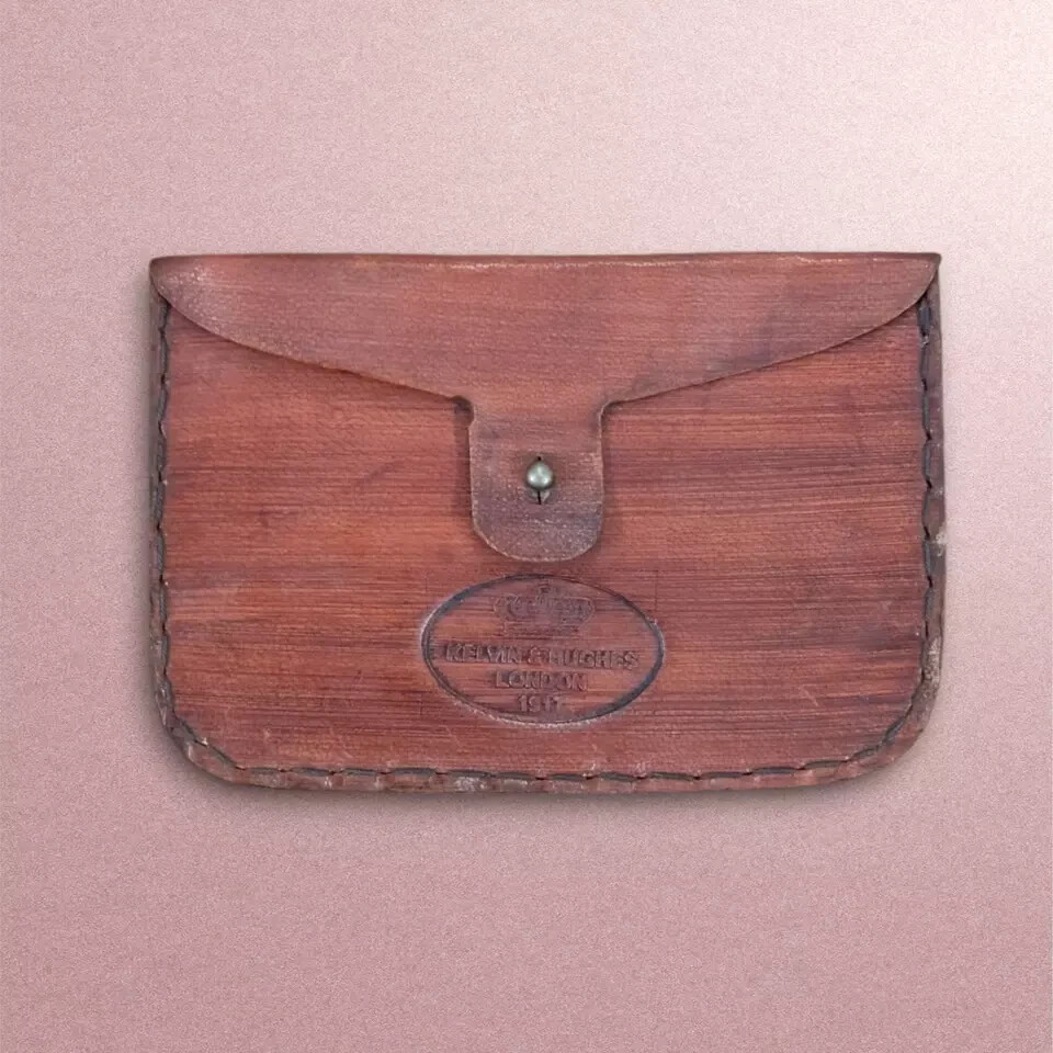 Vintage Leather Pouch with Button Closure for Binoculars Rustic Handcrafted Gift