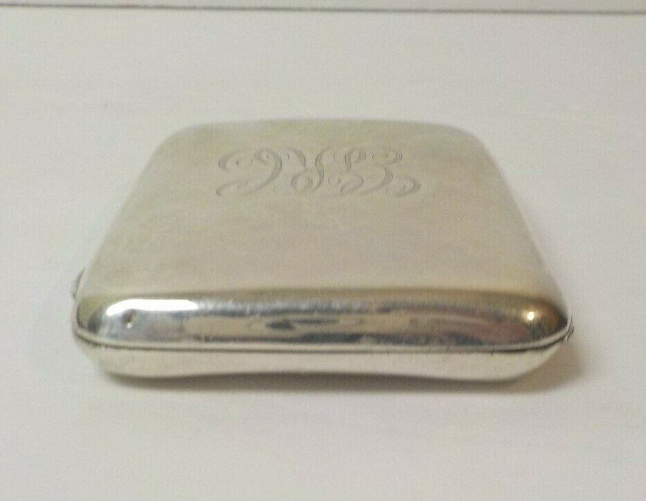 English Sterling Silver Cigarette Case, c. 1917, 85 grams, Monogram