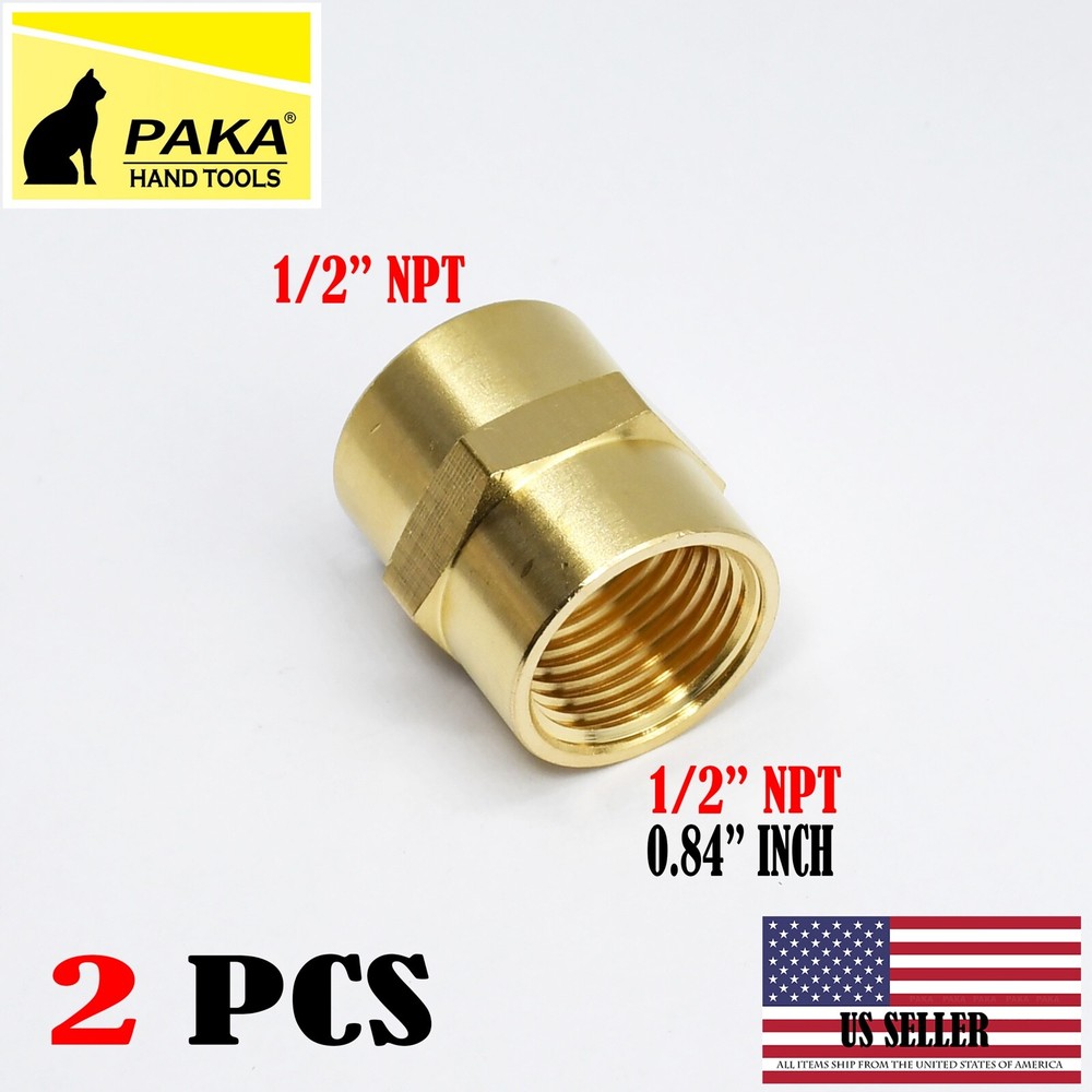 2 PCS 1/2" NPT Thread Female Hex Union Brass Coupling Fitting