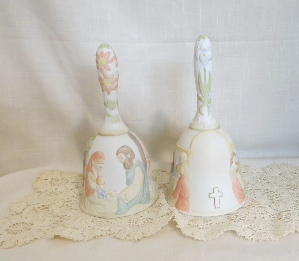 Vintage Lefton Christmas Bell Easter Bell Christopher Collection Hand Painted