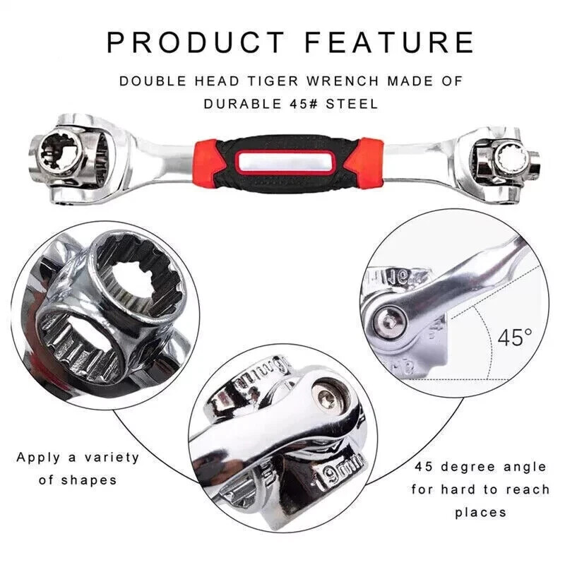 52 in 1 Universal Wrench Multi-Function Socket Tiger Spanners Adjustable Tools