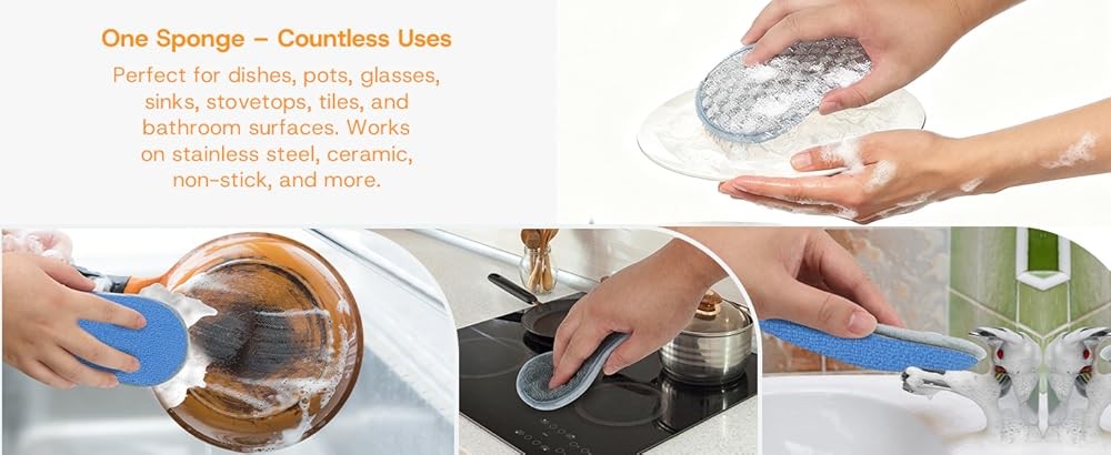 Multi-pose Scrub Spons Kitchen – Dish Spon, -Sided Non-Scratch