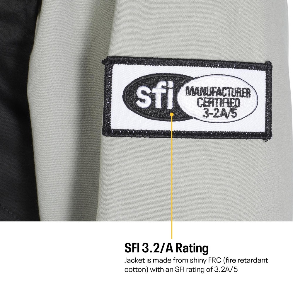 Finish Line Double-Layer SFI-5 Racing Suit Jacket, Grey Medium