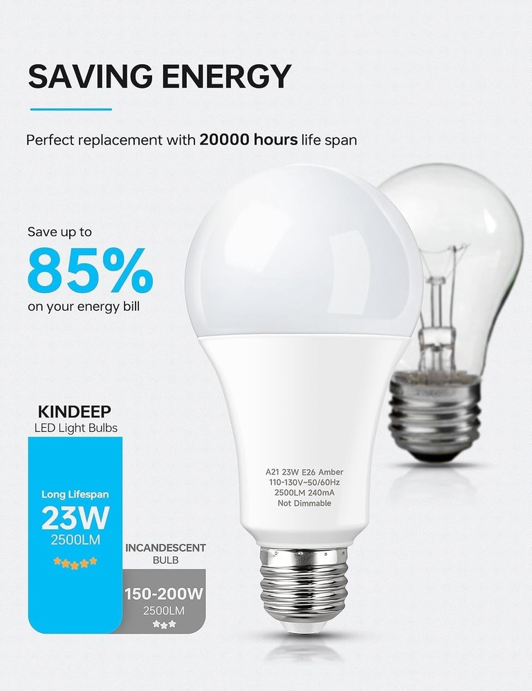 Yellow Bug LED Light Bulb 4 Pack 23W 150-200W Equivalent Amber Bug Light for ...