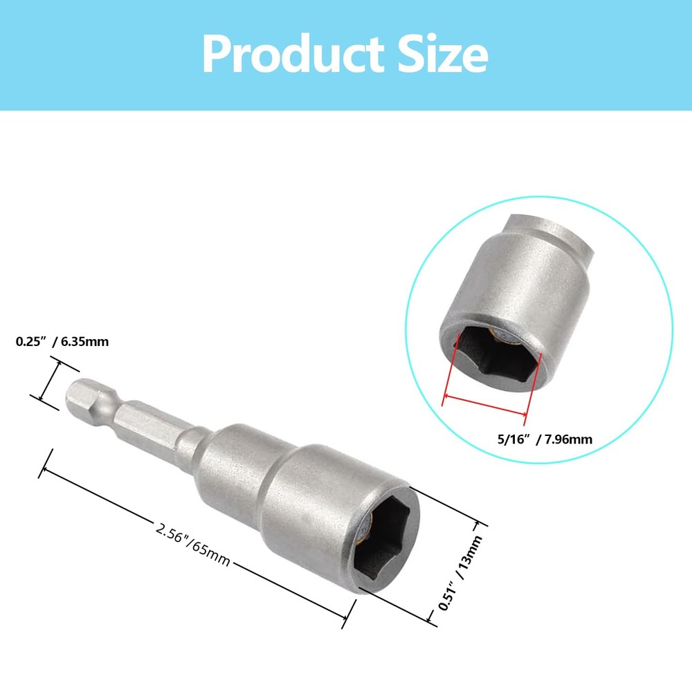 SIMAIYUN 10 Pcs 5/16 Inch Quick Change Power Nut Driver Bit, Hex