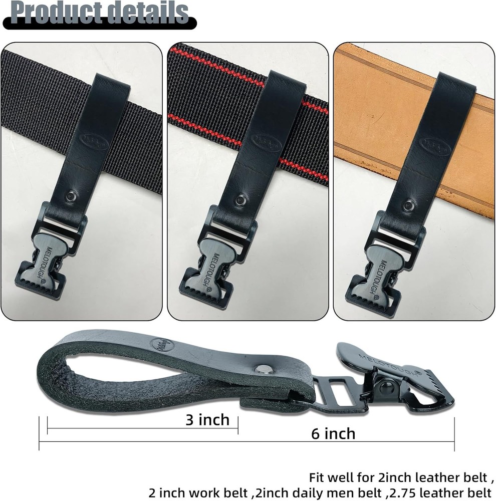 MELOTOUGH Leather Glove Clip Holder for Work Black