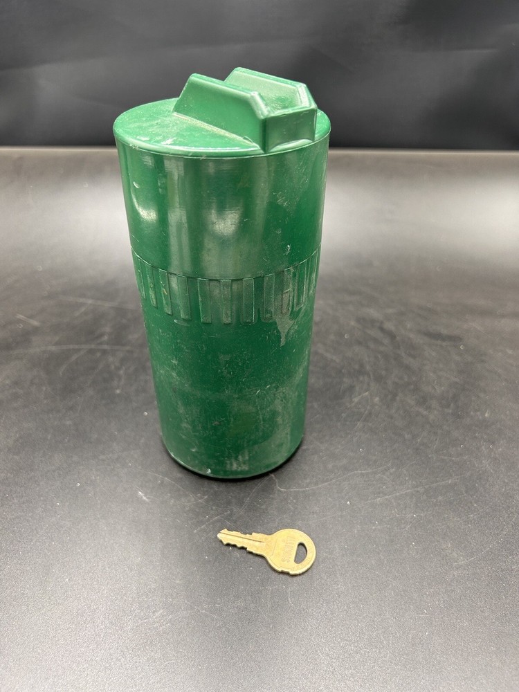 DUNCAN 60 PARKING METER Locking Coin Collection Cup WITH KEY Tall Green