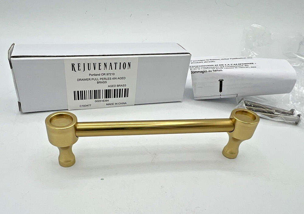 RH Rejuvenation Hardware Perles Drawer Pull 4" Aged Brass C103477 Pottery Barn