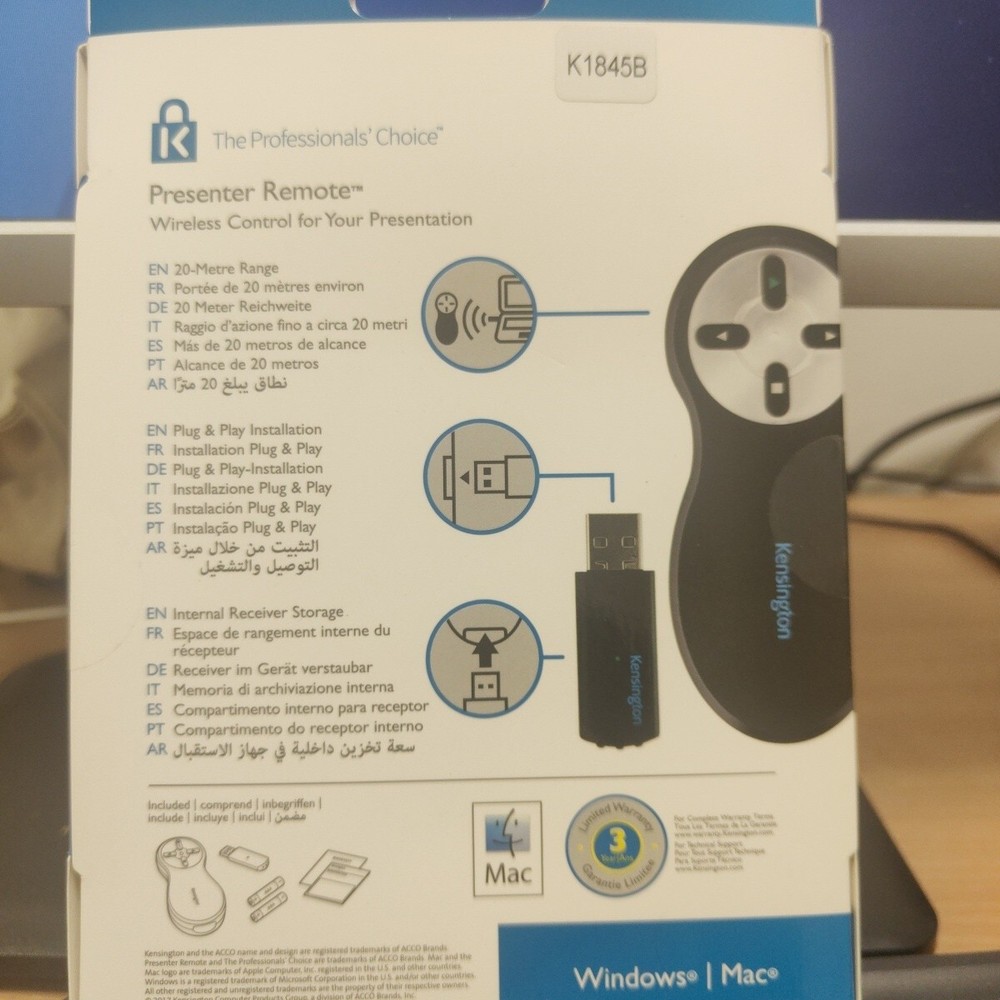 Kensington Wireless USB Presenter Black/Chrome K33373EU