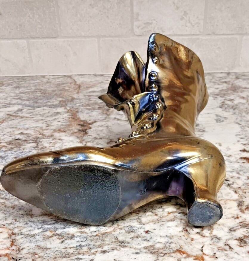 "Decorative Solid Brass Victorian Button Up Boot - 10 tall"