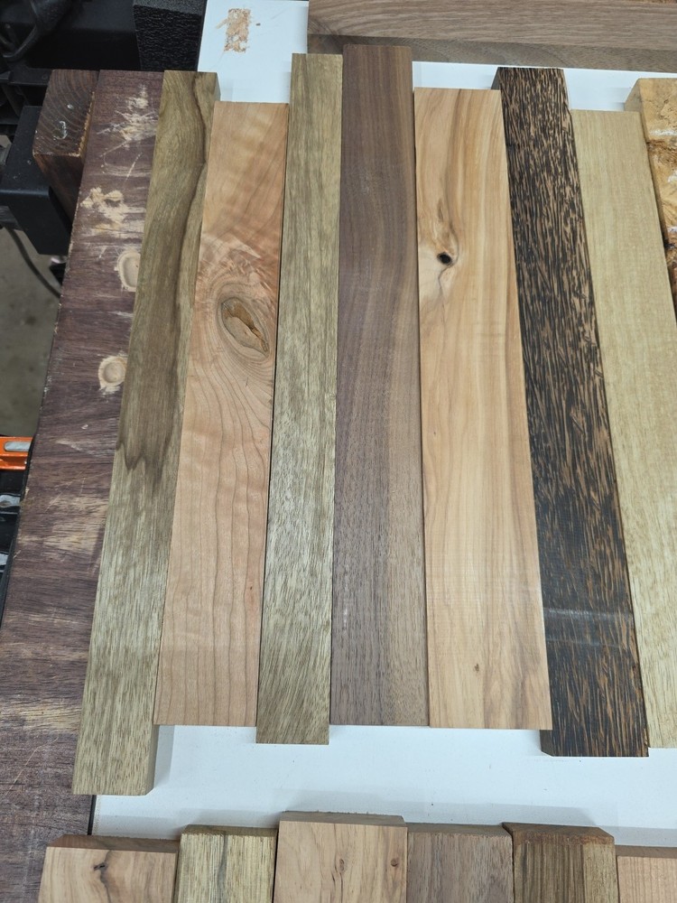 Assorted Exotic And Domestic Cutting Board Strips. 41 Total.