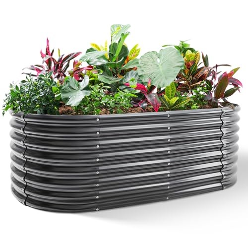 Galvanized Planter Raised Beds Galvanized Water Trough, 6×3×2ft Dark Grey