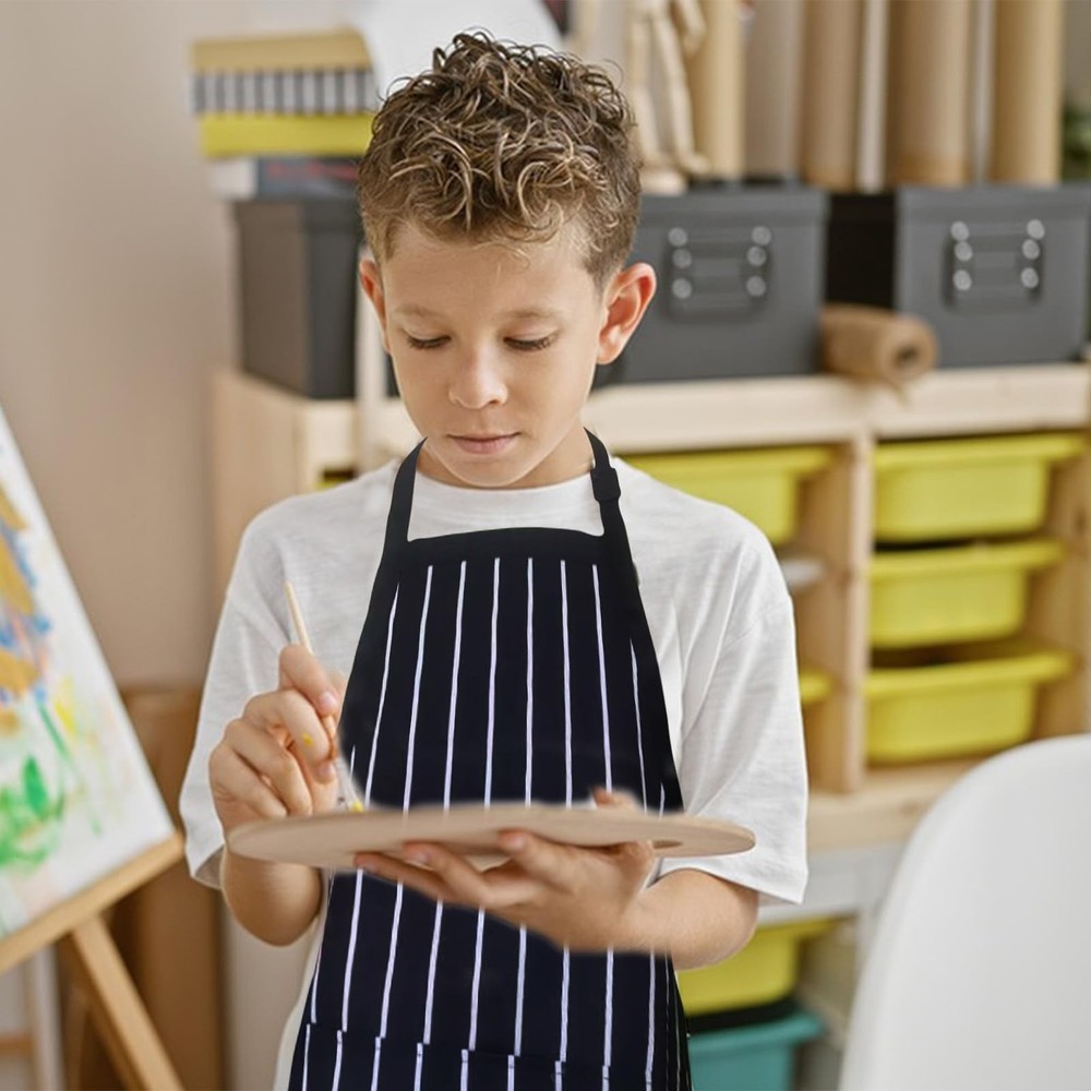 Kids apron 2 Pack adjustable strap with pockets polyester cotton blend painti...